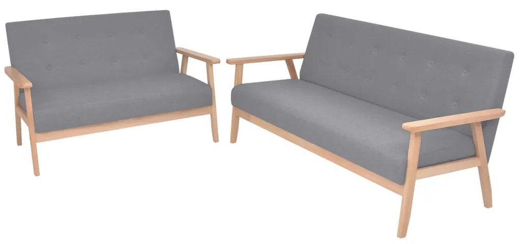 275178 vidaXL Conjunto de sofás 2 pcs tecido cinzento claro