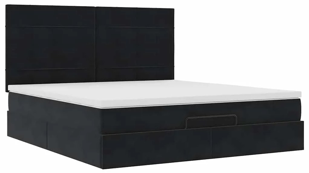 Estrutura de cama otomana com colchões 160x200 cm veludo preto