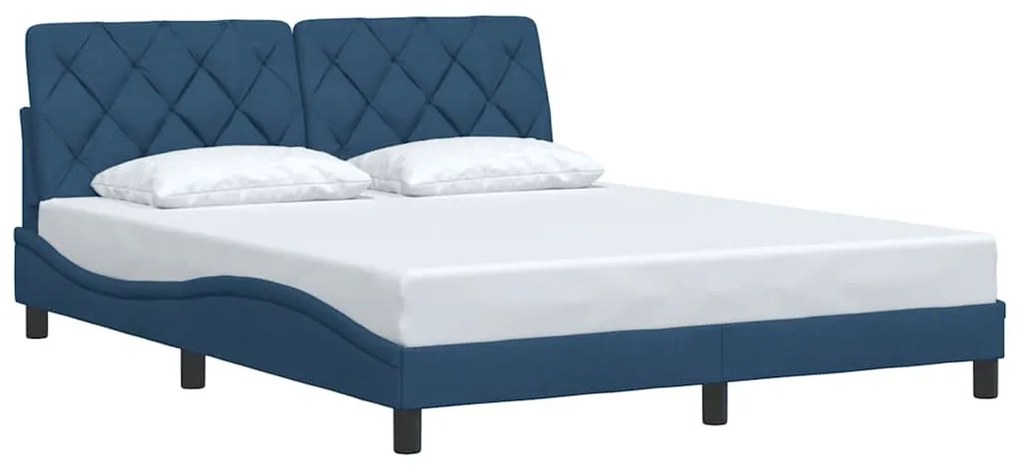 Estrutura de cama sem colchão 160x200 cm tecido azul