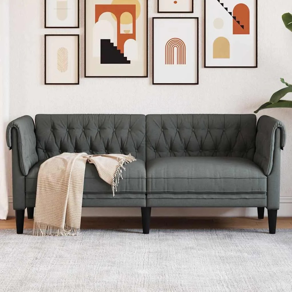 vidaXL Sofá Chesterfield Cinzento escuro 182.5 x 74.5 x 74.5 cm tecido
