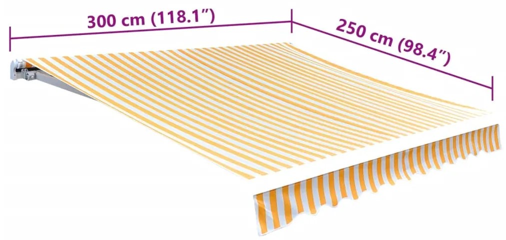 Lona toldo 3x2,5m (sem estrutura/caixa) amarelo girassol/branco