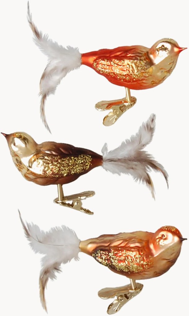 Ornamentos de Natal pintados à mão Summer Birds, conjunto de 3