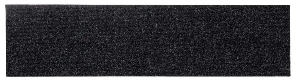 Tapetes de escada adesivos retangulares 15 pcs 76x20 cm preto