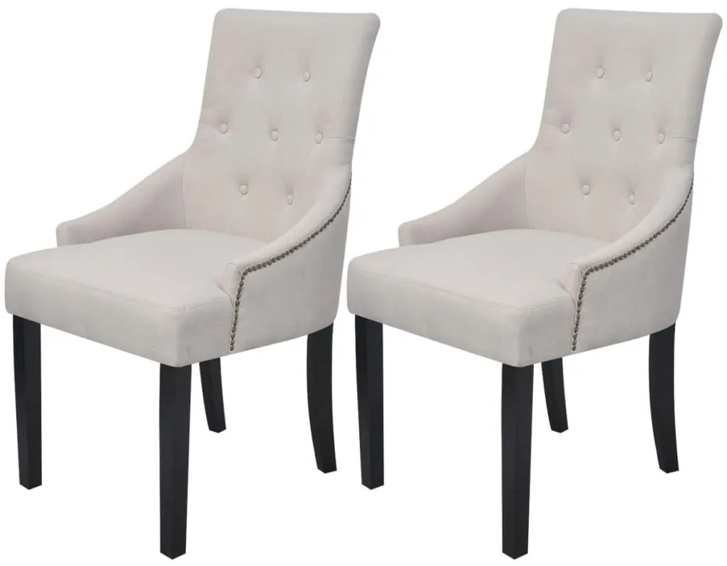 vidaXL Cadeiras de jantar 2 pcs tecido cinzento creme