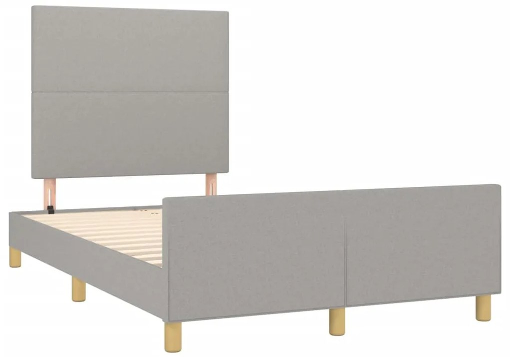 Estrutura de cama sem colchão 120x200 cm tecido cinzento-claro
