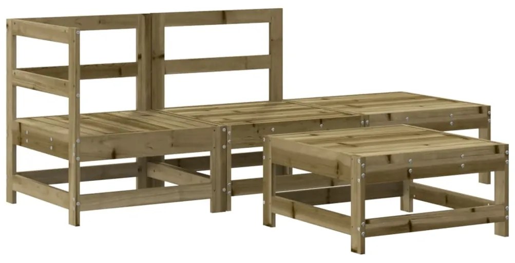 4 pcs conjunto lounge de jardim c/ almofadões pinho impregnado