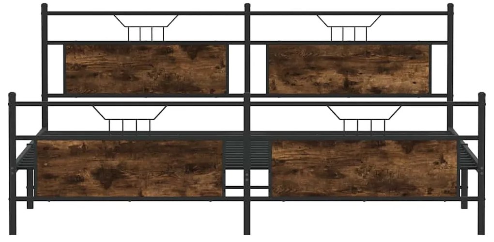 Estrutura de cama sem colchão 193x203cm metal carvalho fumado