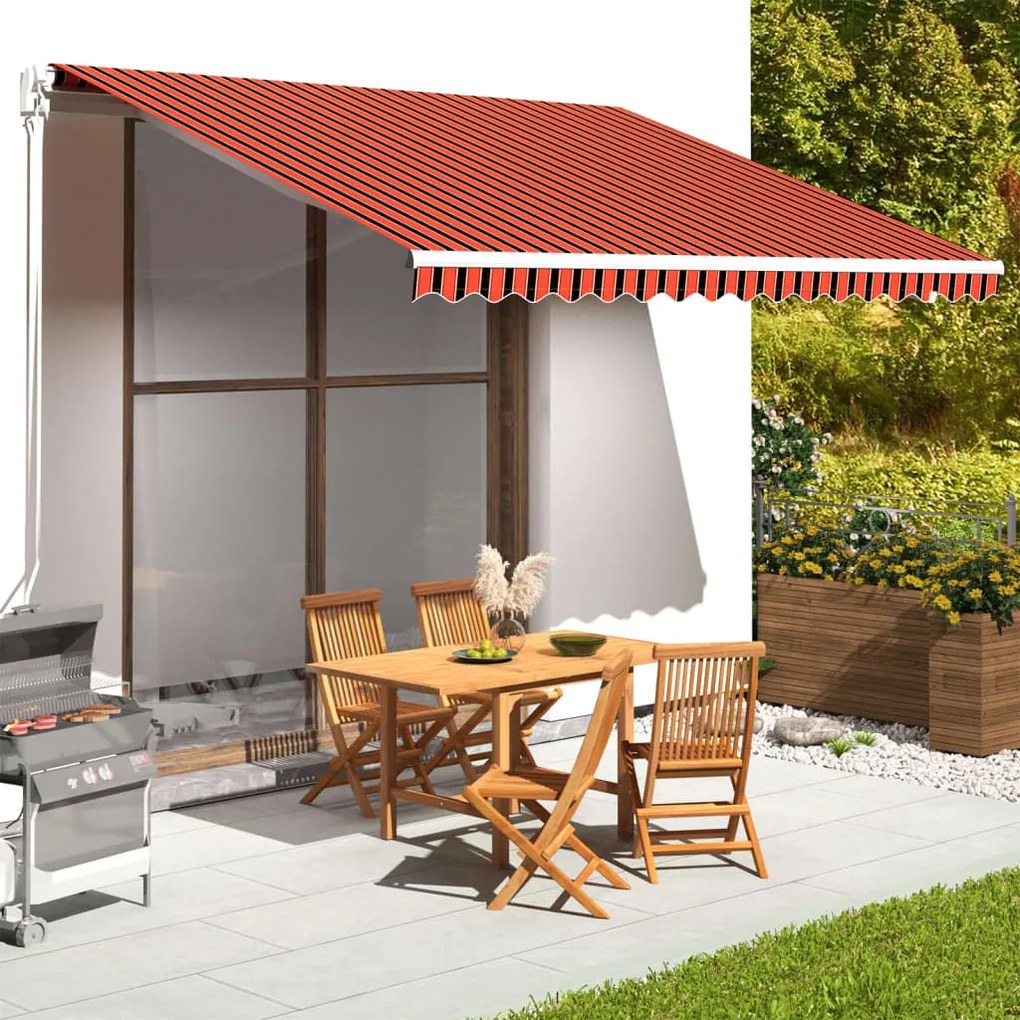 vidaXL Tecido de substituição para toldo 4x3,5 m laranja e castanho