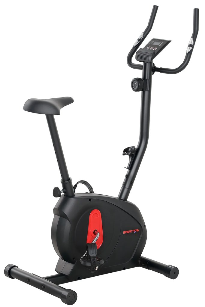 SPORTNOW Bicicleta Estática com 8 Níveis de Resistência Magnética Sensor de Frequência Assento Ajustável Ecrã LCD 88x50,5x131,5 cm Preto | Aosom Portugal