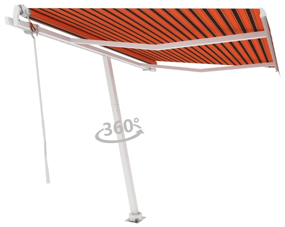 Toldo automático independente 300x250 cm laranja e castanho