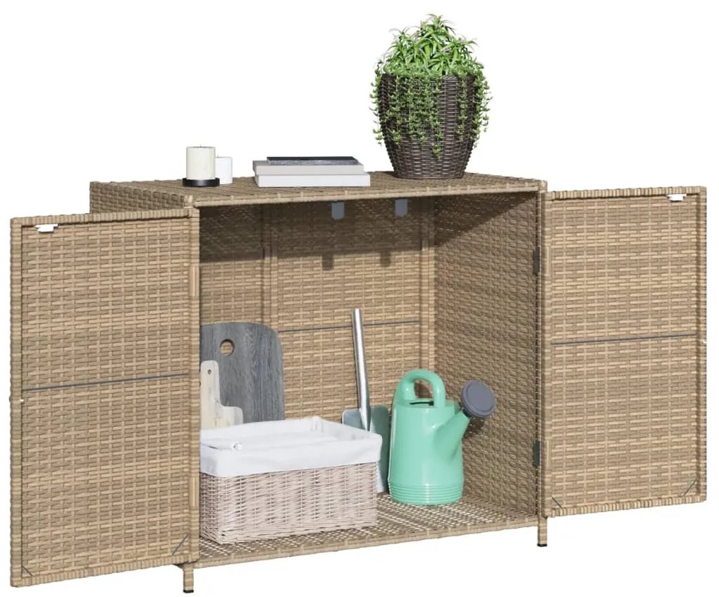 Armário de arrumação p/ jardim 83x45x76 cm vime PE bege