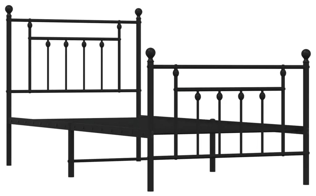 Estrutura de cama com cabeceira e pés 90x190 cm metal preto