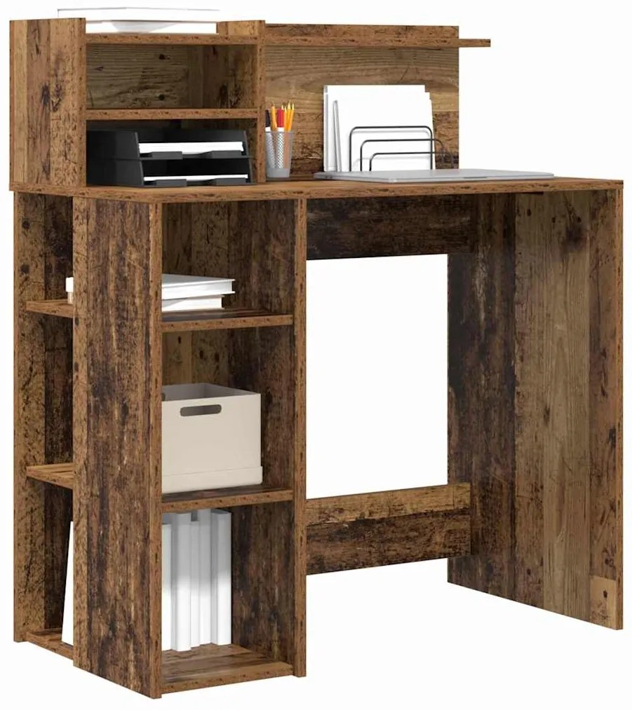 Mesa com Armazenamento Madeira Antiga 90x48x101.5 cm Madeira engenheir