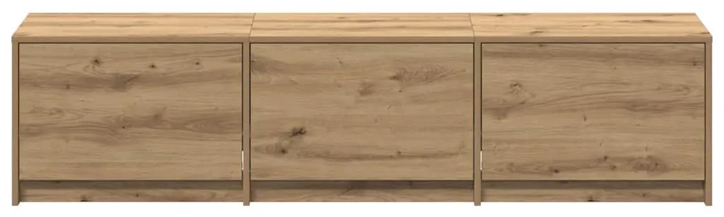 Gabinete de TV com LED Carvalho Artesanal 165x34x40 cm Madeira de Enge