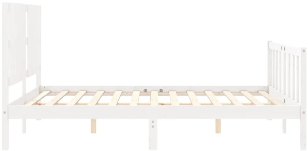 Estrutura de cama King Size com cabeceira madeira maciça branco