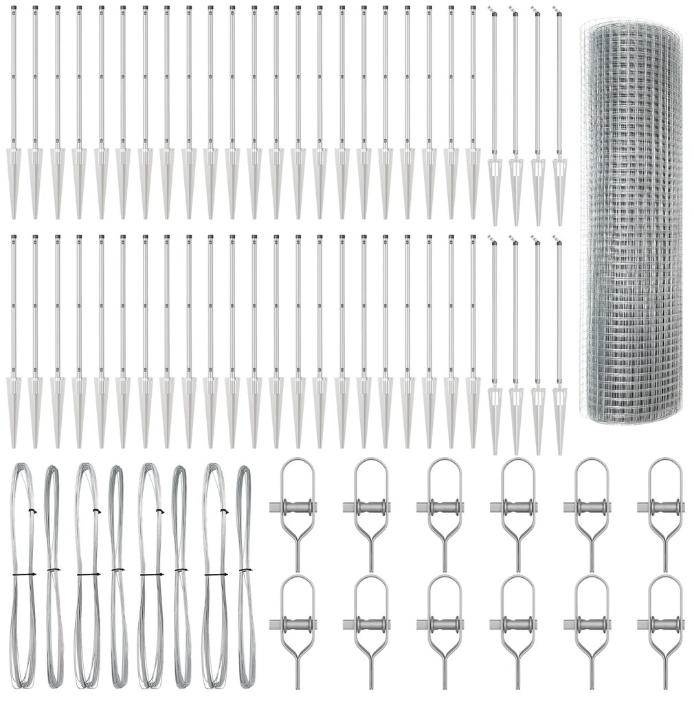 Cerca de Arame Soldado com 13 Estacas de Ancoragem 0.6x100 m Aço Galva