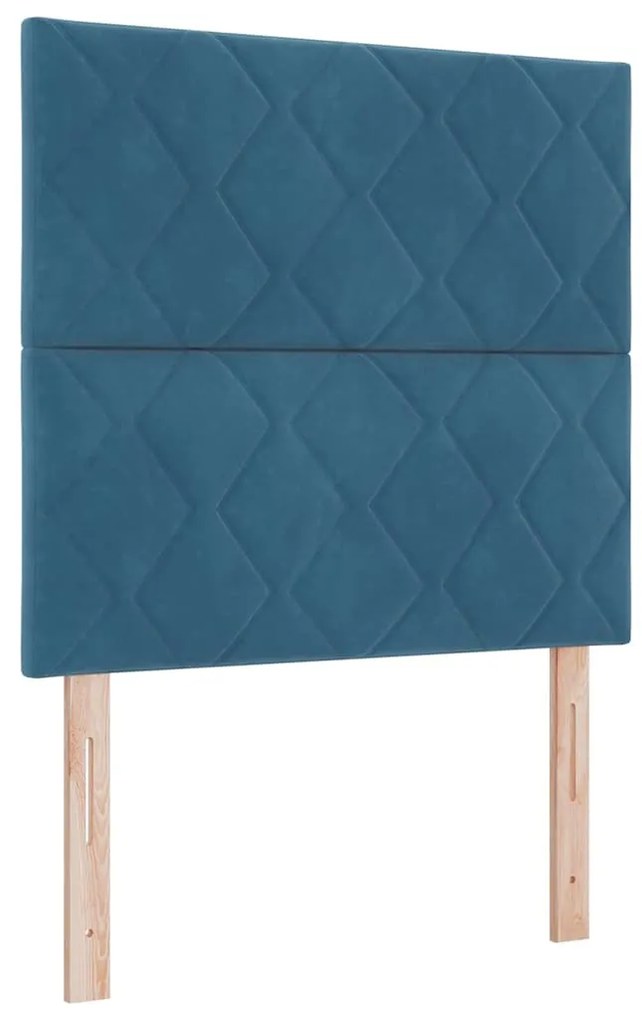 Cama Box com Colchão Azul Escuro 100 x 200 cm em Veludo