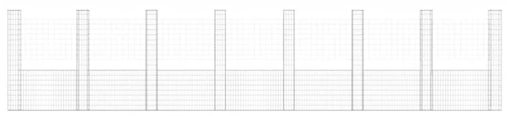 Cesto gabião em forma de U c/ 8 postes 860x20x200 cm ferro