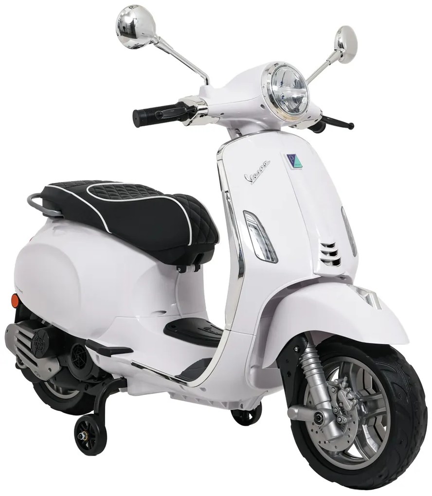 Vespa eletrica para crianças 12V ROMA, Rodas Espuma EVA, assento couro ecológico Branca