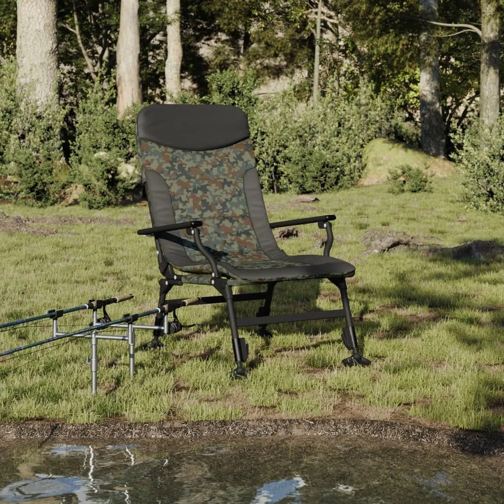 vidaXL Cadeira de pesca com apoios de braços dobrável camuflagem