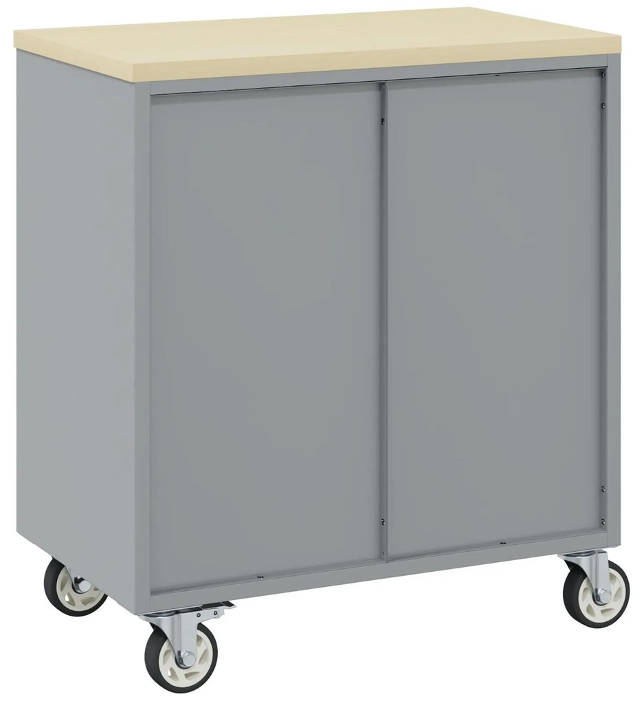 Gabinete de Ferramentas com Rodas e Portas Trancáveis Preto 75x45x85 c