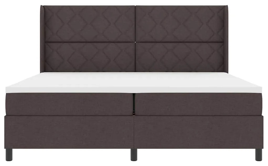 Cama Box com Colchão e LED Castanho Escuro 200x200 cm em Tecido
