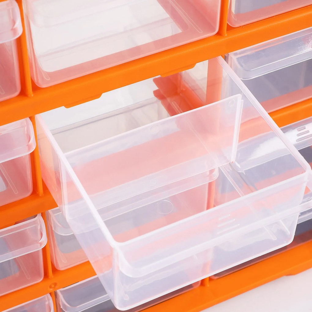Organizador com 36 compartimentos para pequenas peças 47,5 x 38 x 16 cm Laranja + Cinzento