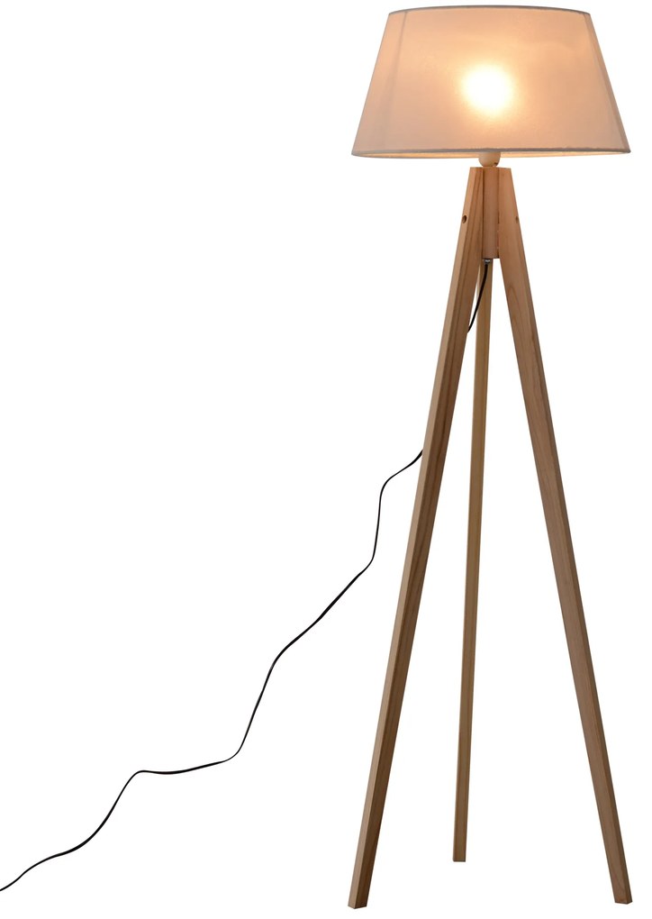 Candeeiro de Pé Moderno para o Quarto, Sala de Estudo, Sala de Estar com Base de Tripé Inoxidável Abajur de Linho Bege 146 cm