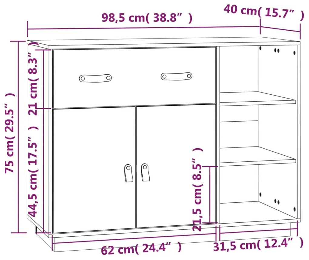 Mesa consola 98,5x40x75 cm madeira de pinho maciça cinza