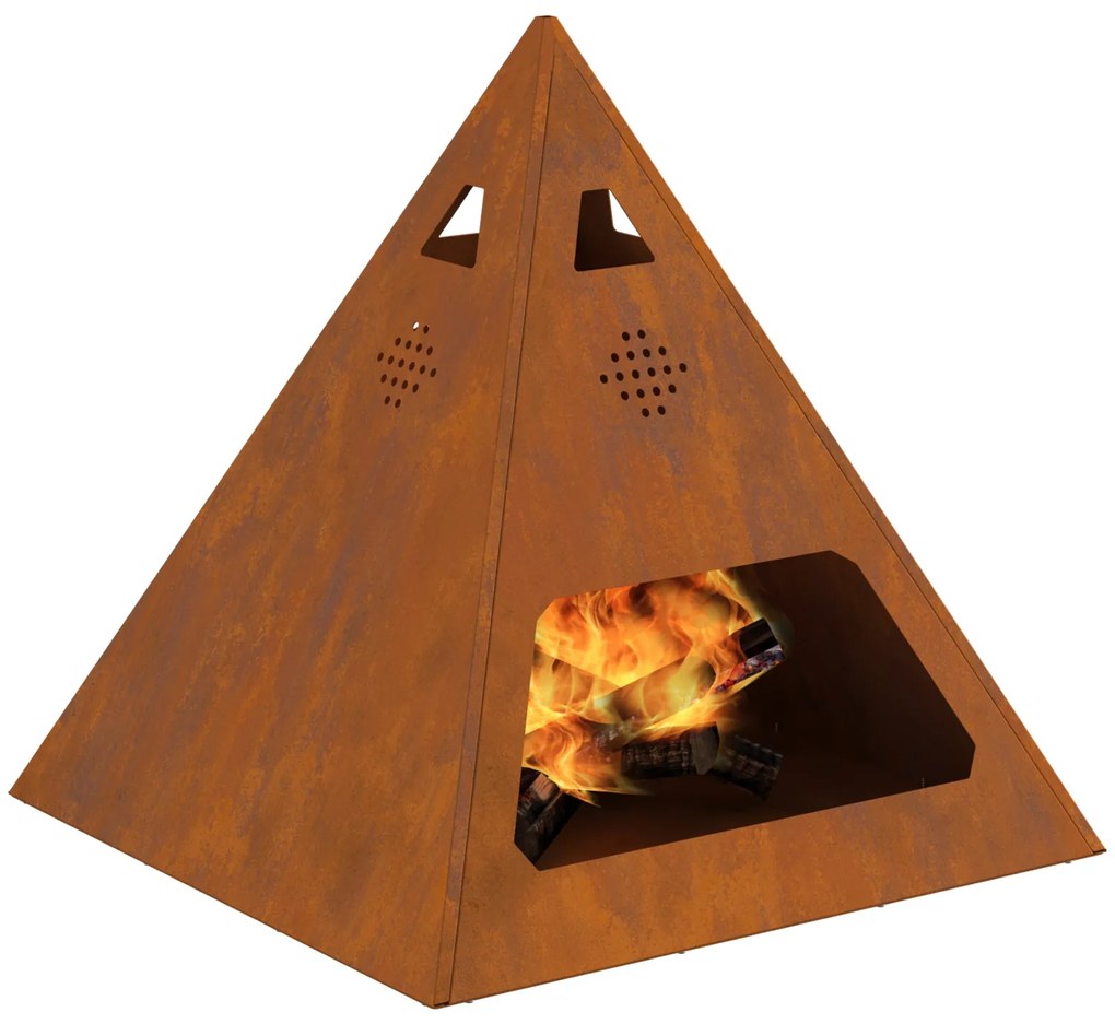 Fogueira Pyramid 50x50x51 cm Aço Envelhecido