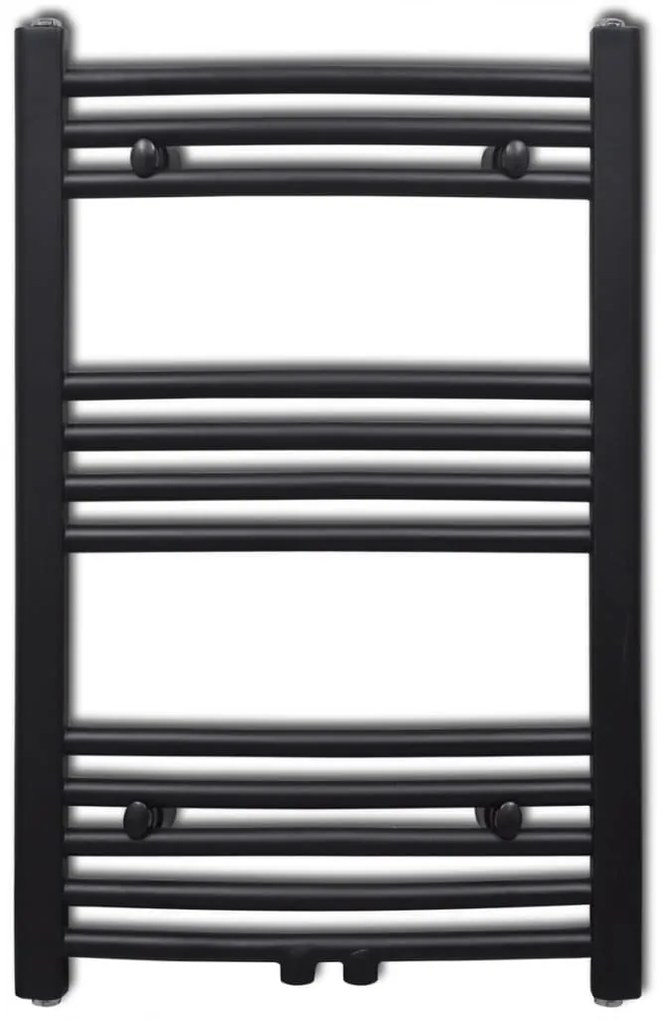 Aquecedor toalhas casa de banho curvo 500 x 764 mm preto