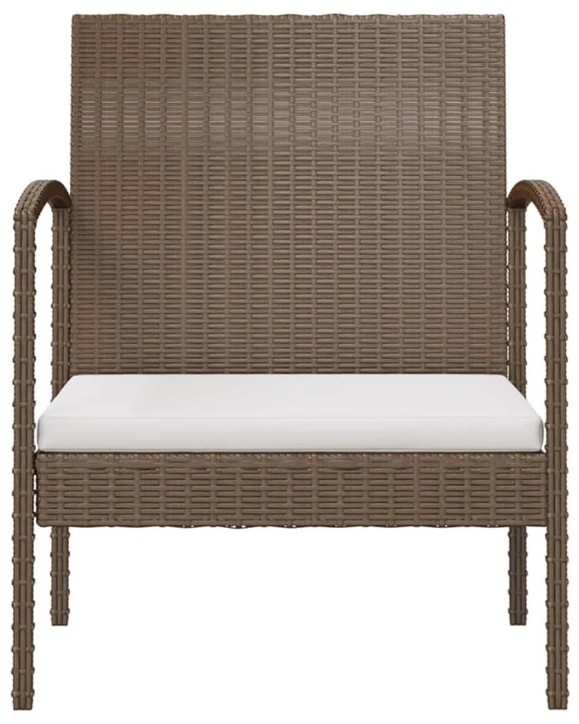 8 pcs Conjunto lounge de jardim com almofadões vime PE castanho