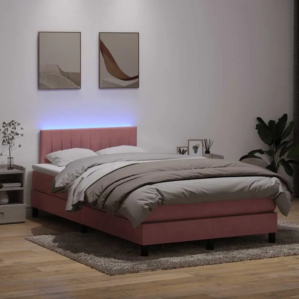 Cama com molas/colchão 120x220 cm veludo rosa
