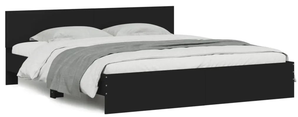 Estrutura cama c/ cabeceira e luzes LED 180x200 cm preto