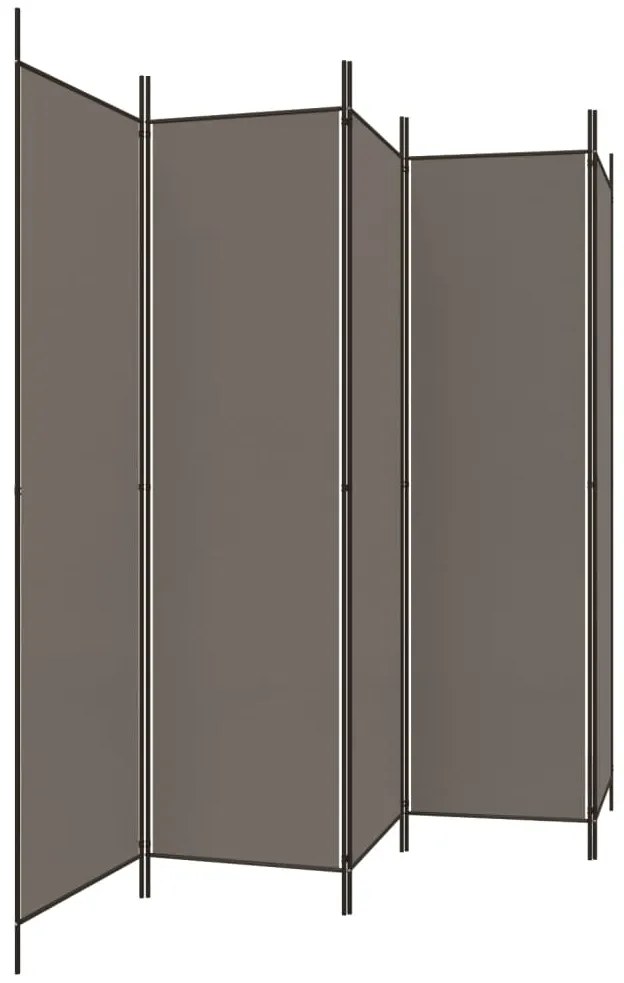 Divisória/biombo com 5 painéis 250x220 cm tecido antracite