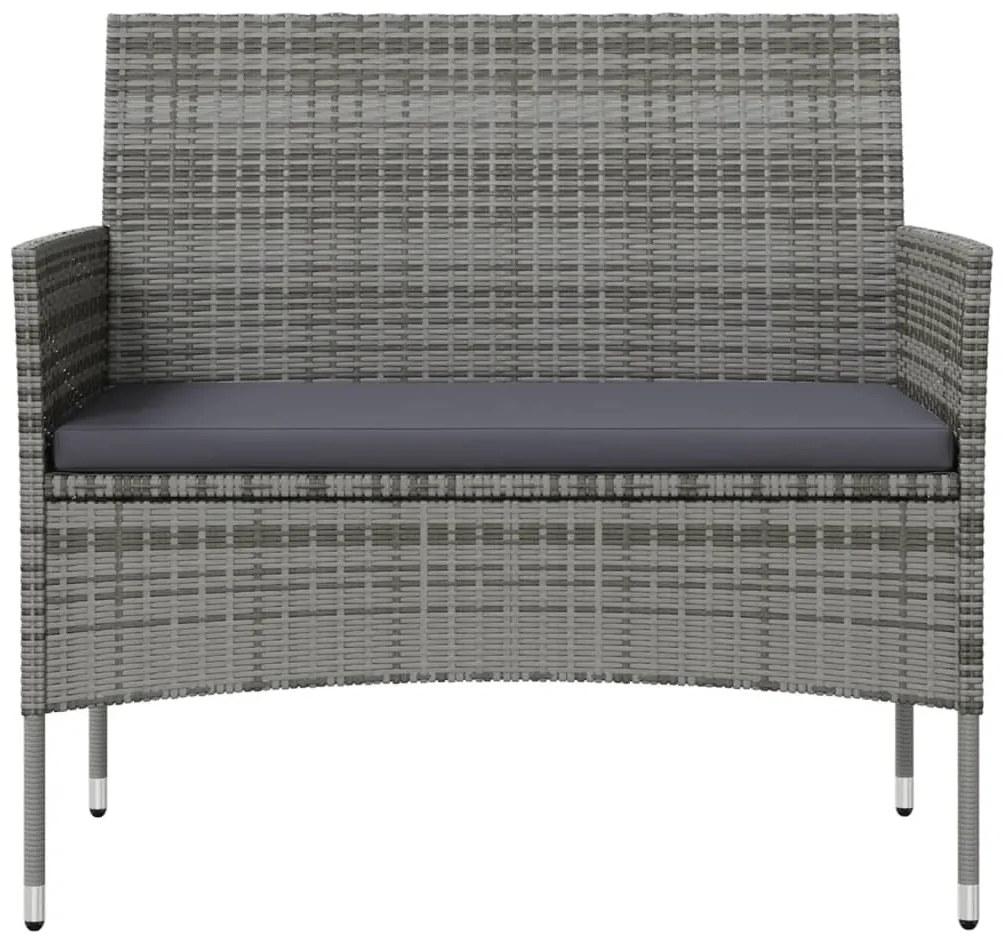 8 pcs conjunto lounge de jardim c/ almofadões vime PE cinzento
