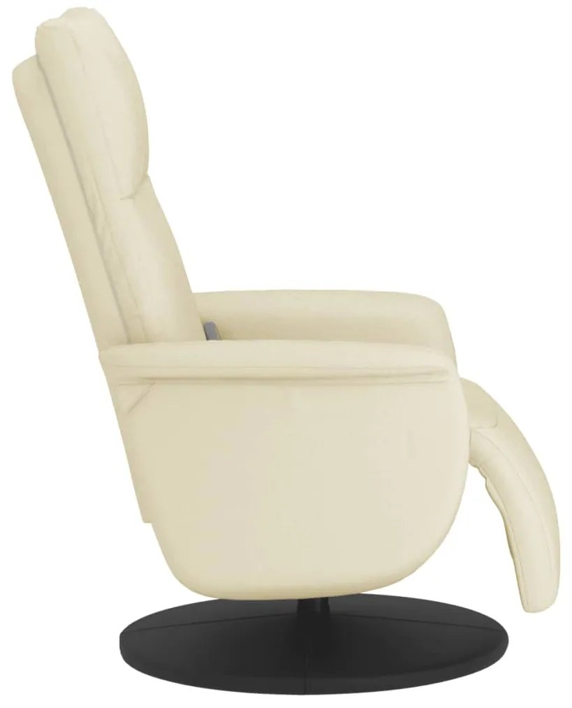 Cadeira massagens reclinável c/apoio pés couro artificial creme