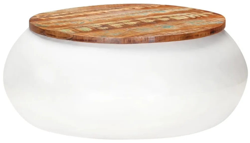 Mesa de centro 68x68x30 cm madeira recuperada maciça branco