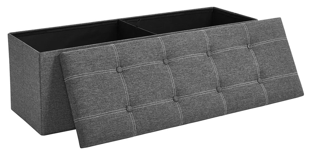 Puff SONGMICS, baú dobrável, 110 x 38 x 38 cm, pufe de linho sintético, suporta até 300 kg, quarto, sala de estar, corredor, cinza escuro LSF077G04