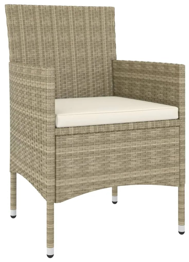 5 pcs conjunto lounge de jardim vime PE bege
