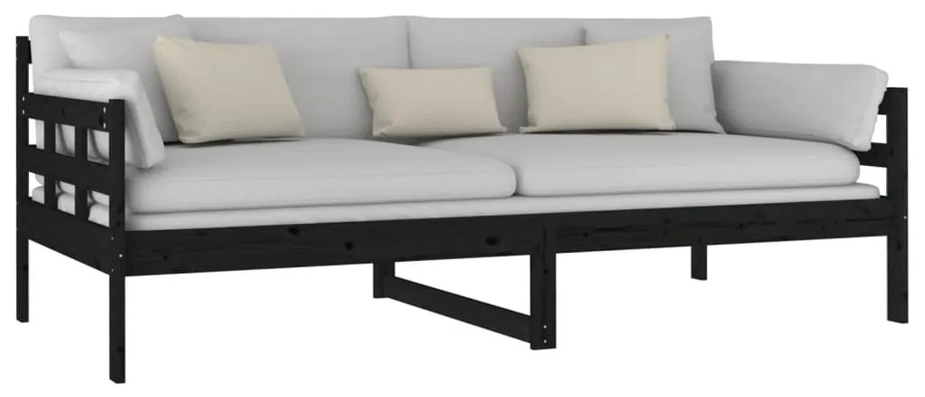 Sofá-cama 90x190 cm madeira de pinho maciça preto