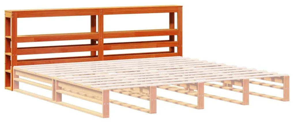Cabeceira com prateleiras 180 cm pinho maciço castanho-mel