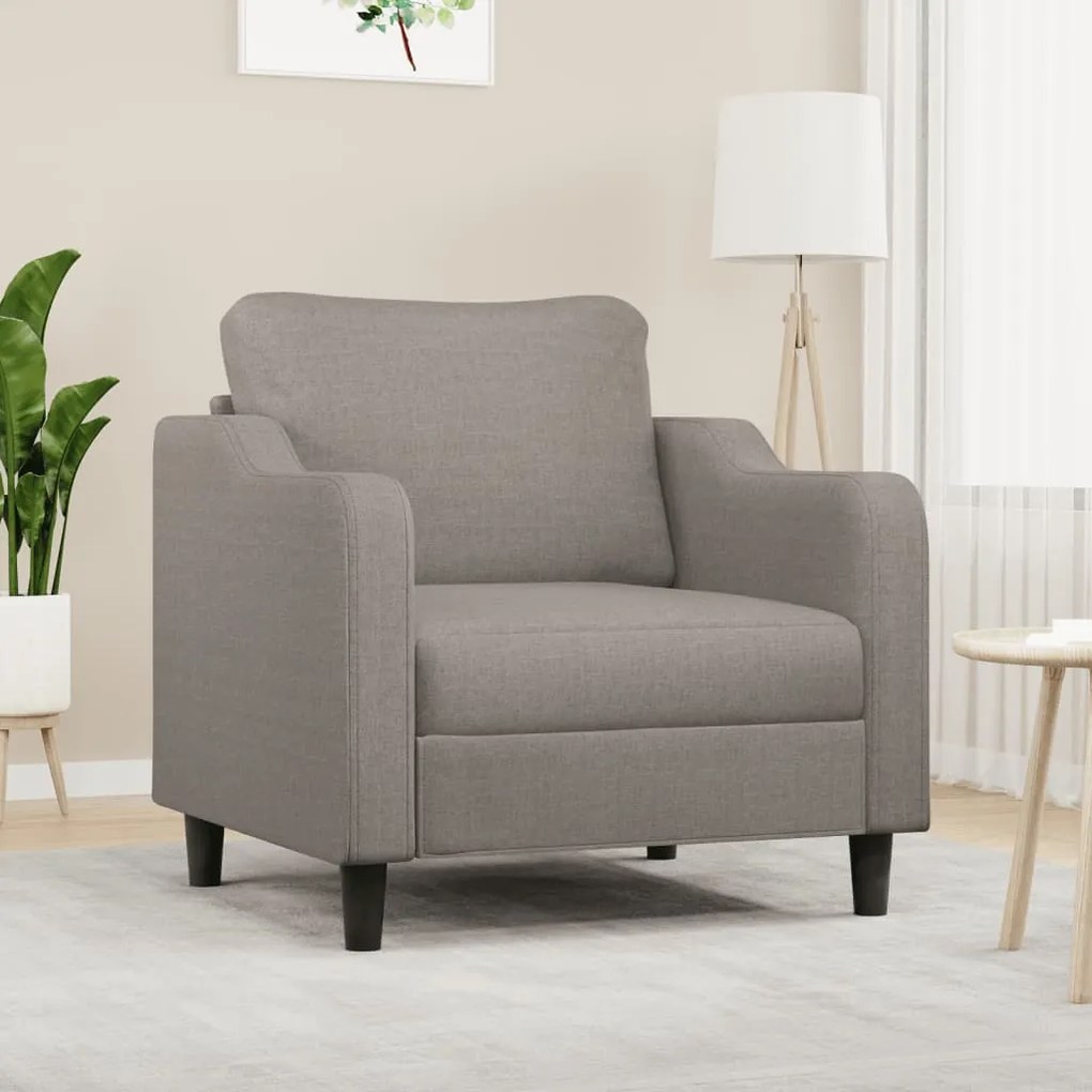 Poltrona tecido 60 cm cinzento-acastanhado