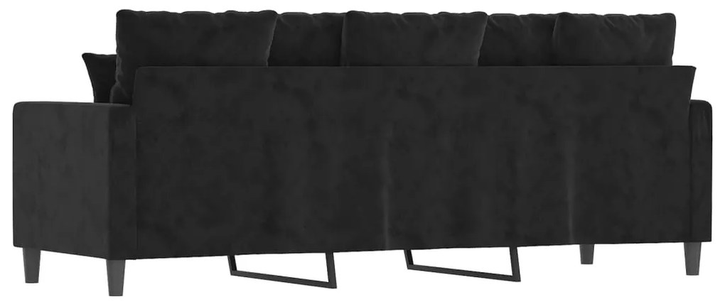 Sofá de 3 lugares 180 cm veludo preto