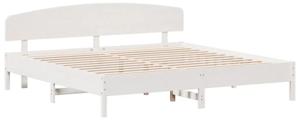 Cama sem colchão 200x200 cm madeira de pinho maciça branco