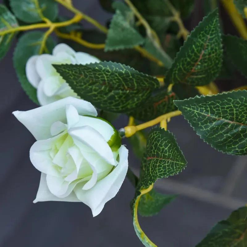 Planta Artificial Rosa Branca de 90cm