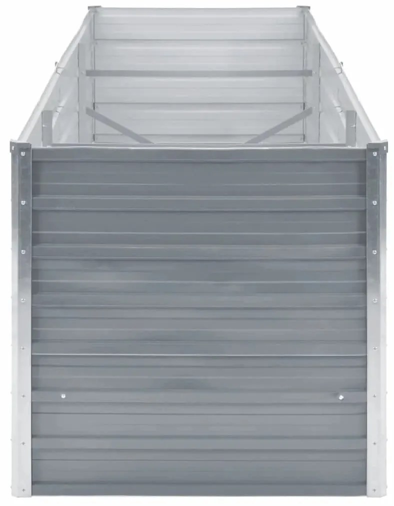 Canteiro elevado de jardim aço galvanizado 240x80x77cm cinzento