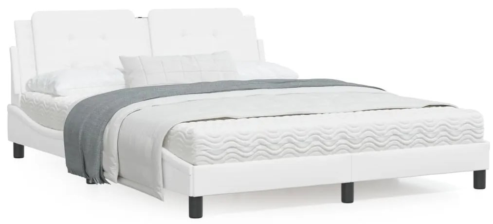 Estrutura cama c/ cabeceira 160x200 cm couro artificial branco