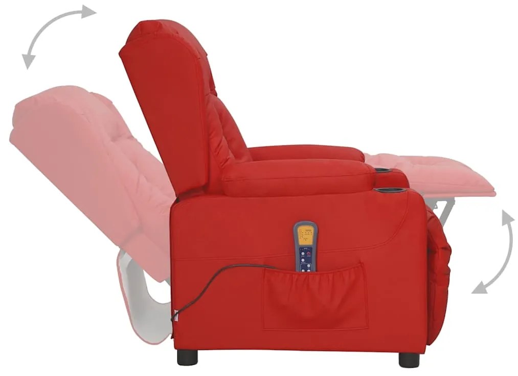 Cadeira de massagens couro artificial vermelho tinto