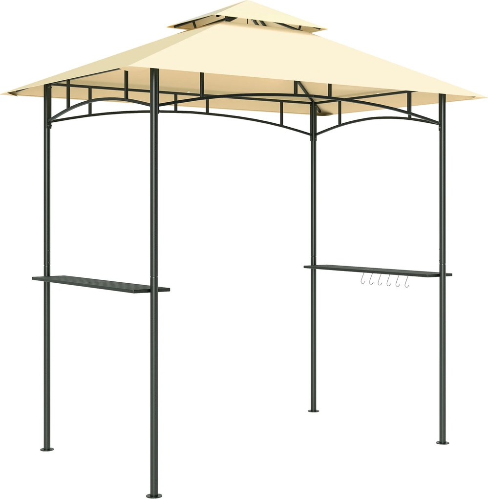 Outsunny Pavilhão de churrasco com LED 240 x 150 x 258 cm resistente a respingos e retardante de chama, pavilhão de jardim com telhado de dupla camada | Aosom Portugal